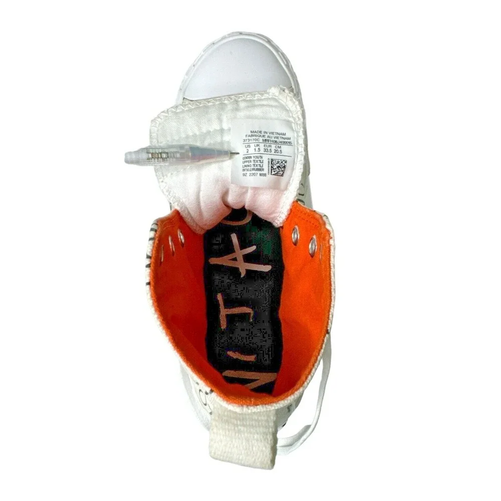 Converse Not A Chuck Youth Size 2 White Canvas High Top Sneakers 373170C